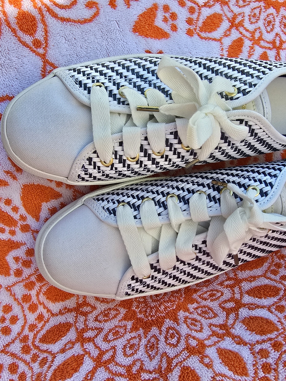 Brand New Keds X Kate Spade Blue & White Houndstooth Sneakers Size 11 - Picture 2 of 6